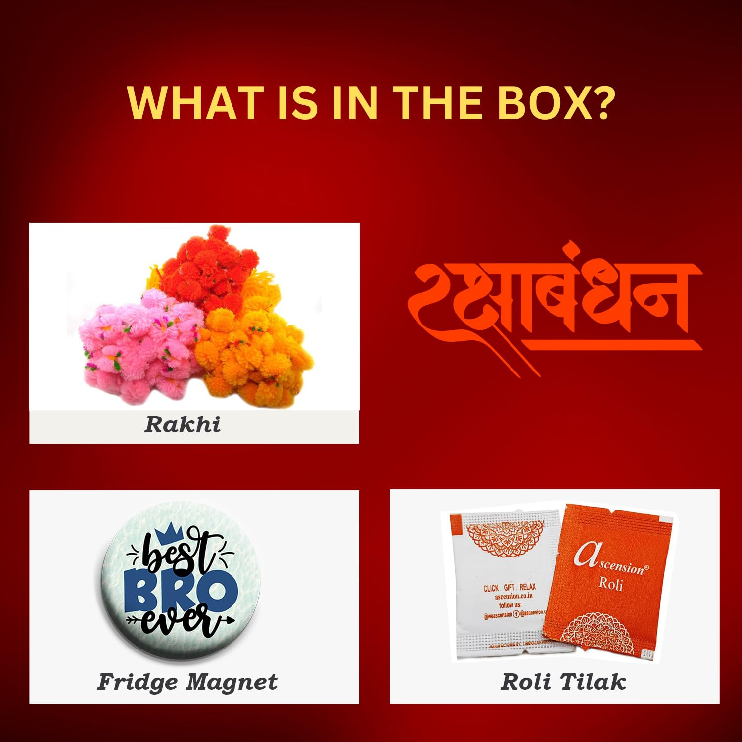 Ascension (Pack of 40) Ram Rakhi Flower Gota Pati Pooja with Pom Pom & Feather Soft Children Thread Shravan God Includes Best Brother Fridge Magnet & Roli Tilak - Image 3