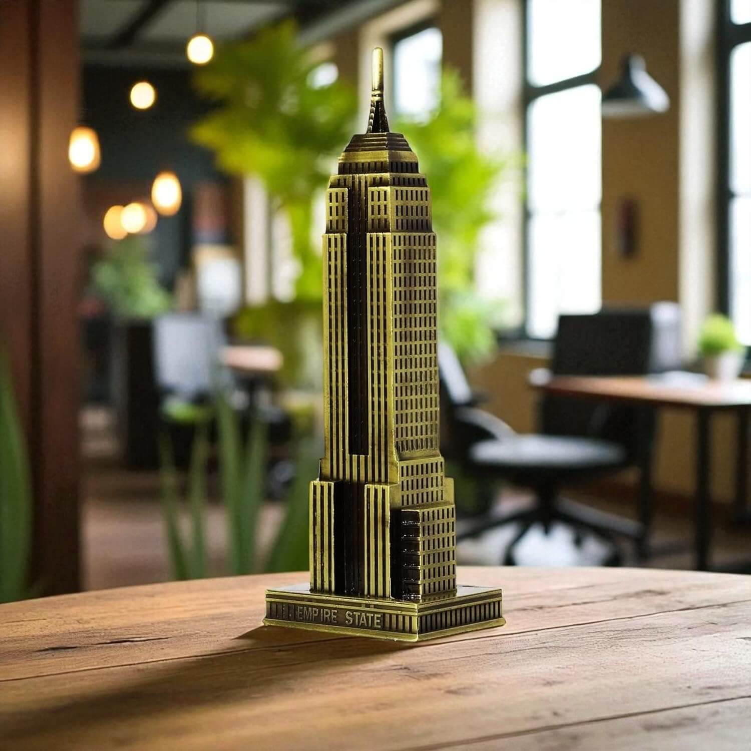 ascension Antique Finish Empire State Building Miniature Showpiece for Study Table Office Desk Living Room Decoration Accessories Replica, Small Metal Souvenir Model Perfect for Home Decor or Gift