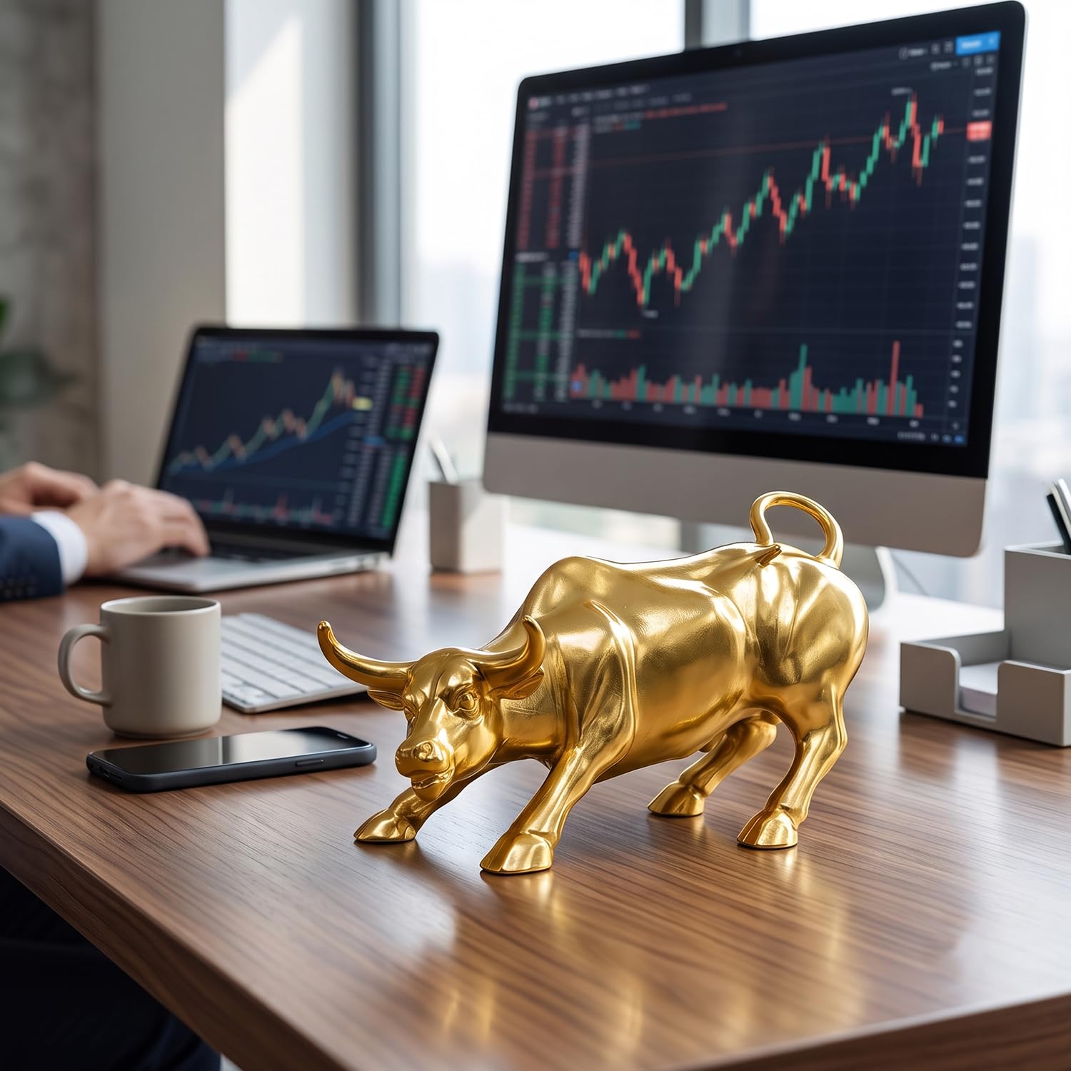 Ascension Metal Bull Statue for Home & Office Decor Symbol of Wealth, Prosperity & Success Bull Figurine Showpiece for Desk, Table Home Living room Bedroom Decoration Gift for Housewarming & Festivals - Image 5