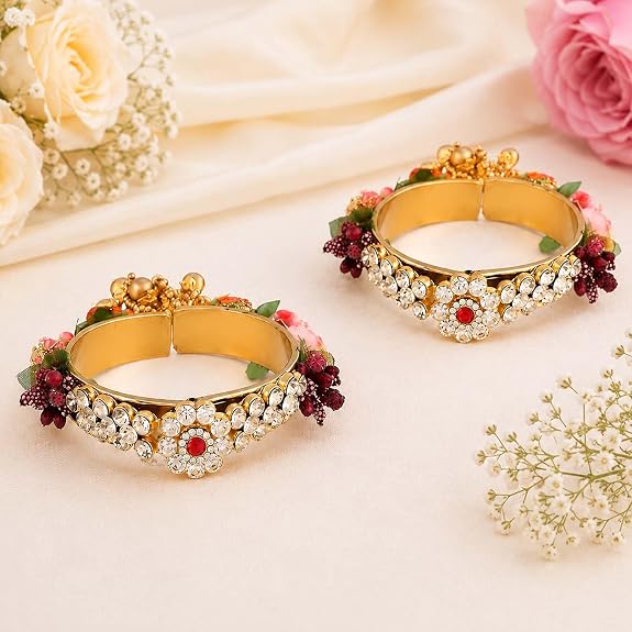 ascension Kundan bangle Metal bracelet Design Meena Rakhi Raksha Bandhan Gift Band Moli Bracelet Stone Pearl Designer Rakhi for bhabhi with Roli Tilak Pack Card