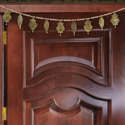 Ascension Traditional Metal Golden Designer Shree Ganesha Namah Kalash Leaf Shubh-Labh Pearl Beads Toran for Main Door Latest Home Decor Hanging Handmade Bandarwal (Design 2)