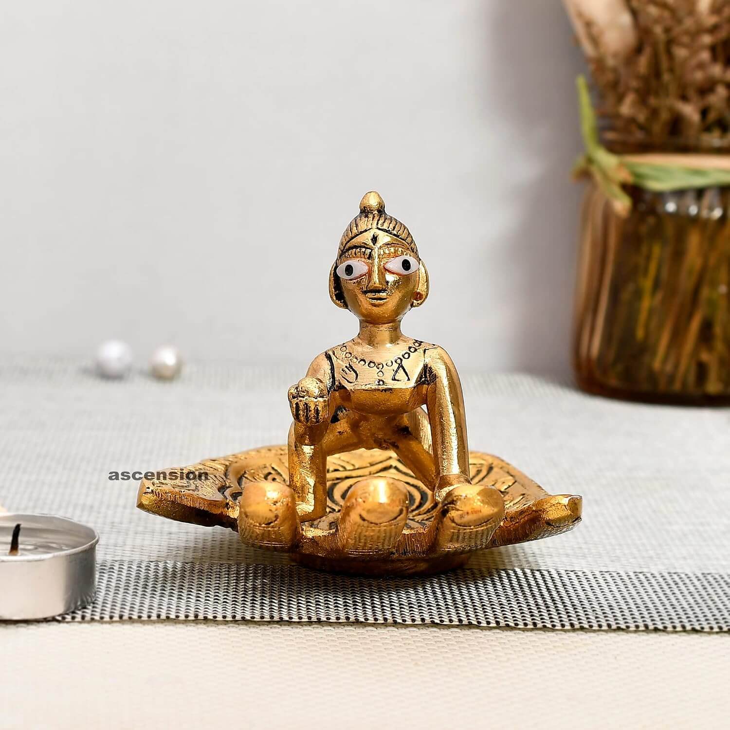 ascension Astadhatu Baal Radha Brass Baby Radha Idol Bal Gopal Brass Antique Idol Showpiece for Home Decor & Office Decor and Giftings Fengshui Good Luck