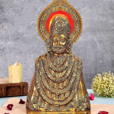 ascension Khatu Shyam ji Idol Statue Khatu Shyam Murti for Home Office Pooja Room Shyam Baba Murti for Diwali Decoration Metal Decorative Showpiece Best Return Gift Items