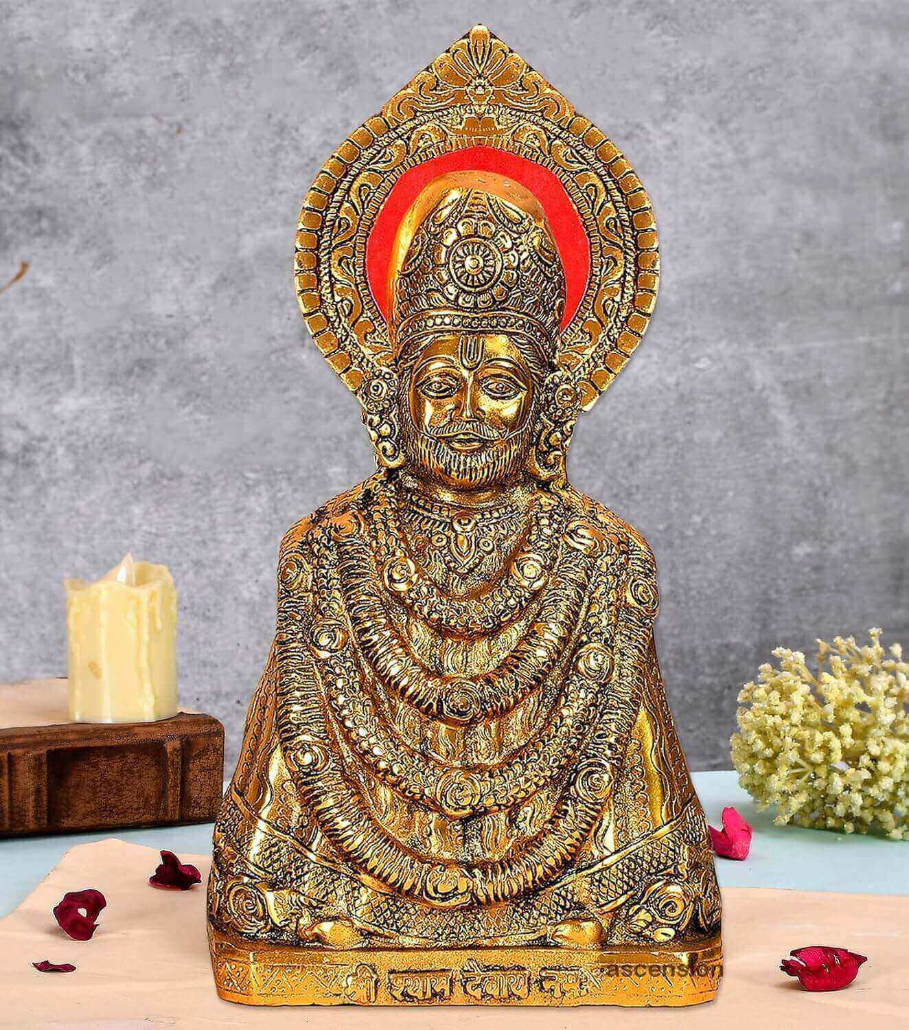 ascension Khatu Shyam ji Idol Statue Khatu Shyam Murti for Home Office Pooja Room Shyam Baba Murti for Diwali Decoration Metal Decorative Showpiece Best Return Gift Items