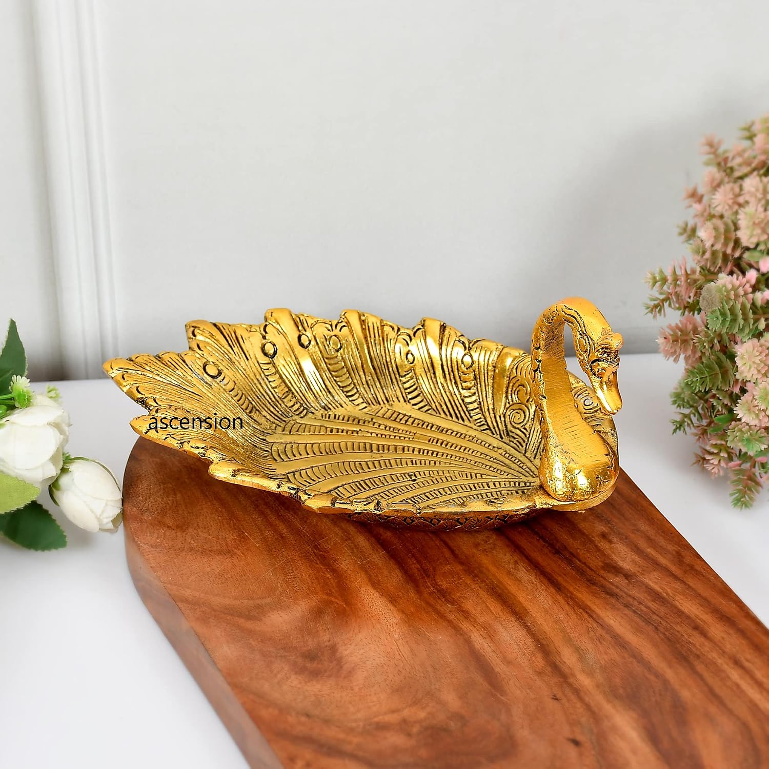 ascension Oxidized Metal Swan Shape Dry Fruit Tray Duck Bowl for Flower Petal, Snacks Platter for Home Decoration Items Diwali Gifts Festive Showpiece (Pack of 1), Gold, 500 Ml - Image 4