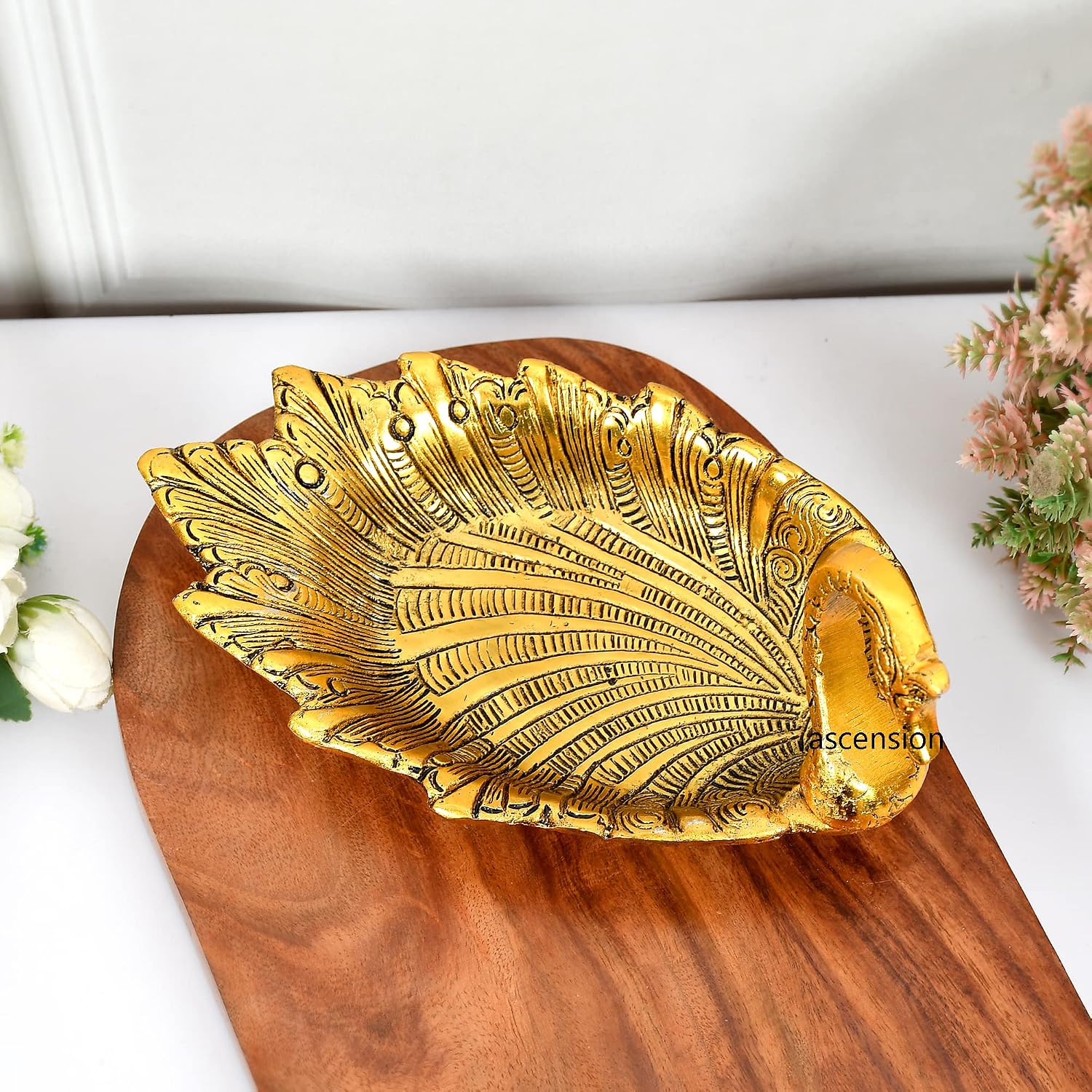 ascension Oxidized Metal Swan Shape Dry Fruit Tray Duck Bowl for Flower Petal, Snacks Platter for Home Decoration Items Diwali Gifts Festive Showpiece (Pack of 1), Gold, 500 Ml - Image 3