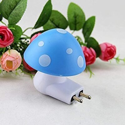 ascension 1Pcs Mushroom Shaped Energy Saving Sensor Led Romantic Night Light with Plug for Childrens Kids Room Night Light Lamp for Bed Room (Assorted Color) - Plastic