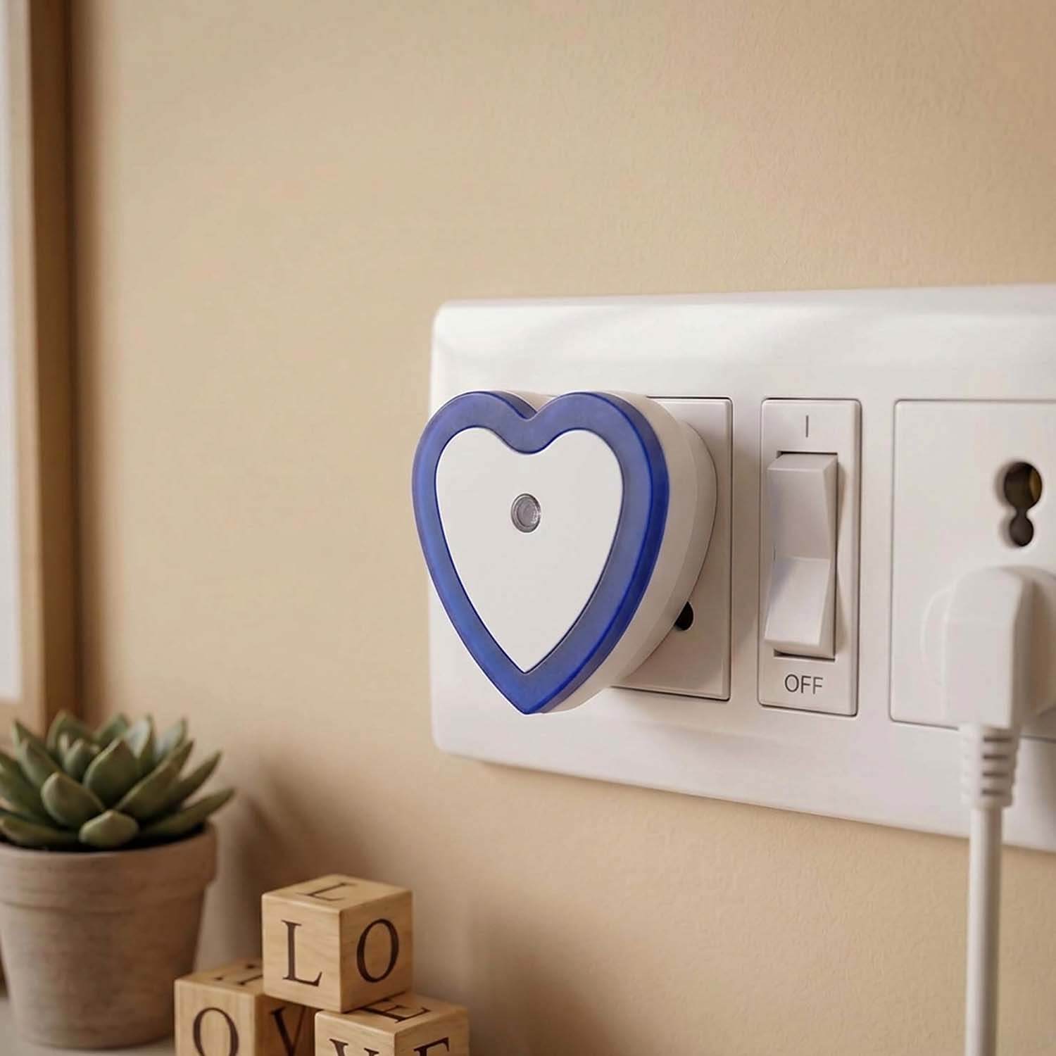 ascension Heart Shape Automatic Sensor Control Diffuse Eye Protecting Energy Saving Night Lamp Kids Favourite Birthday & Party Return Gifts (Random Colour) - Image 6