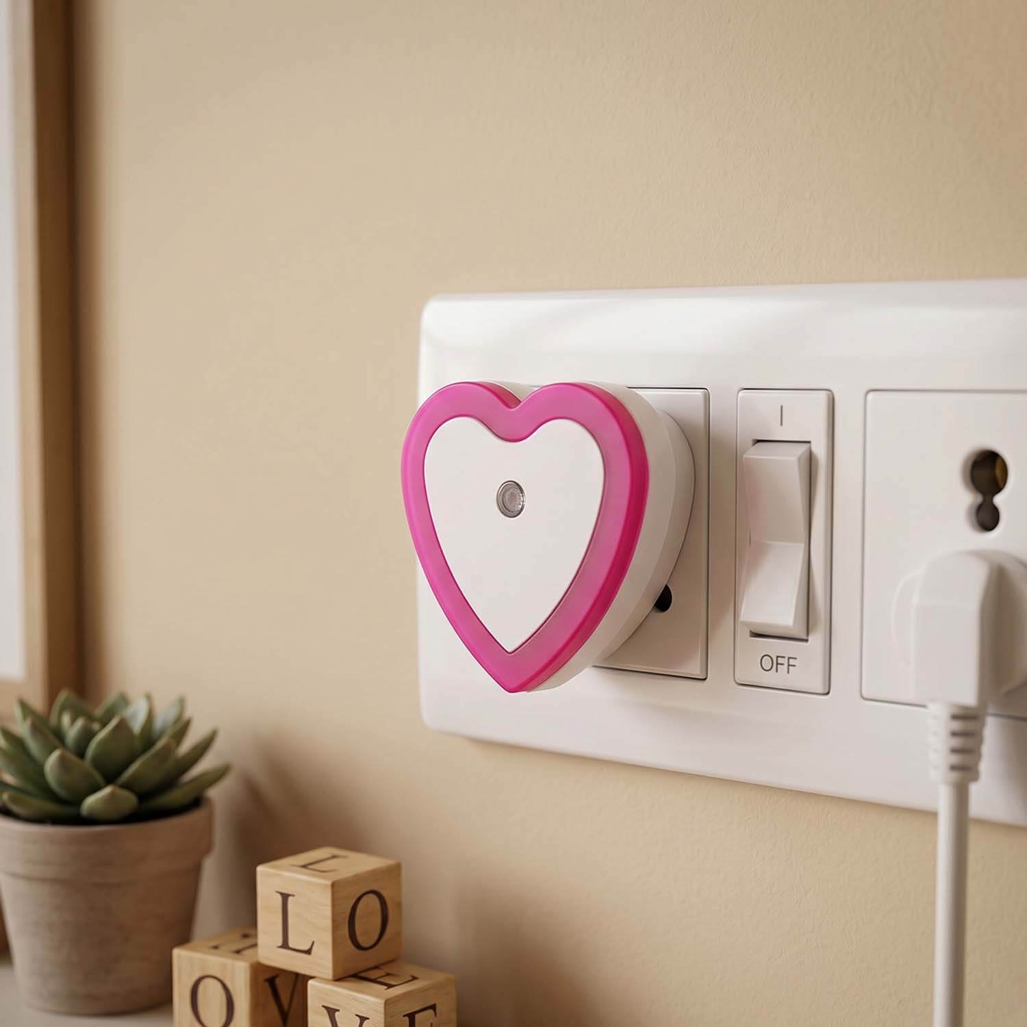ascension Heart Shape Automatic Sensor Control Diffuse Eye Protecting Energy Saving Night Lamp Kids Favourite Birthday & Party Return Gifts (Random Colour) - Image 5