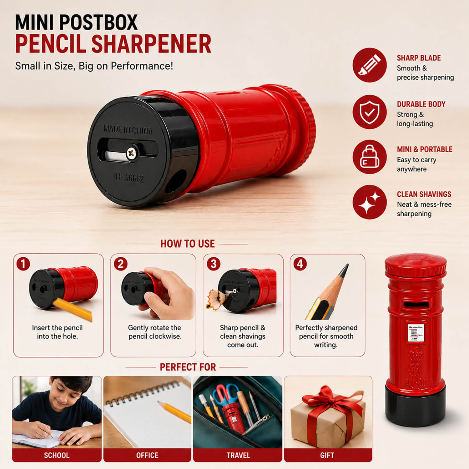 ascension London Red Post Box Miniature British Style Decorative Showpiece Collectible Souvenir Gift for Study Table Office Desk Living Room Decoration Accessories & Gifting Item - Image 5