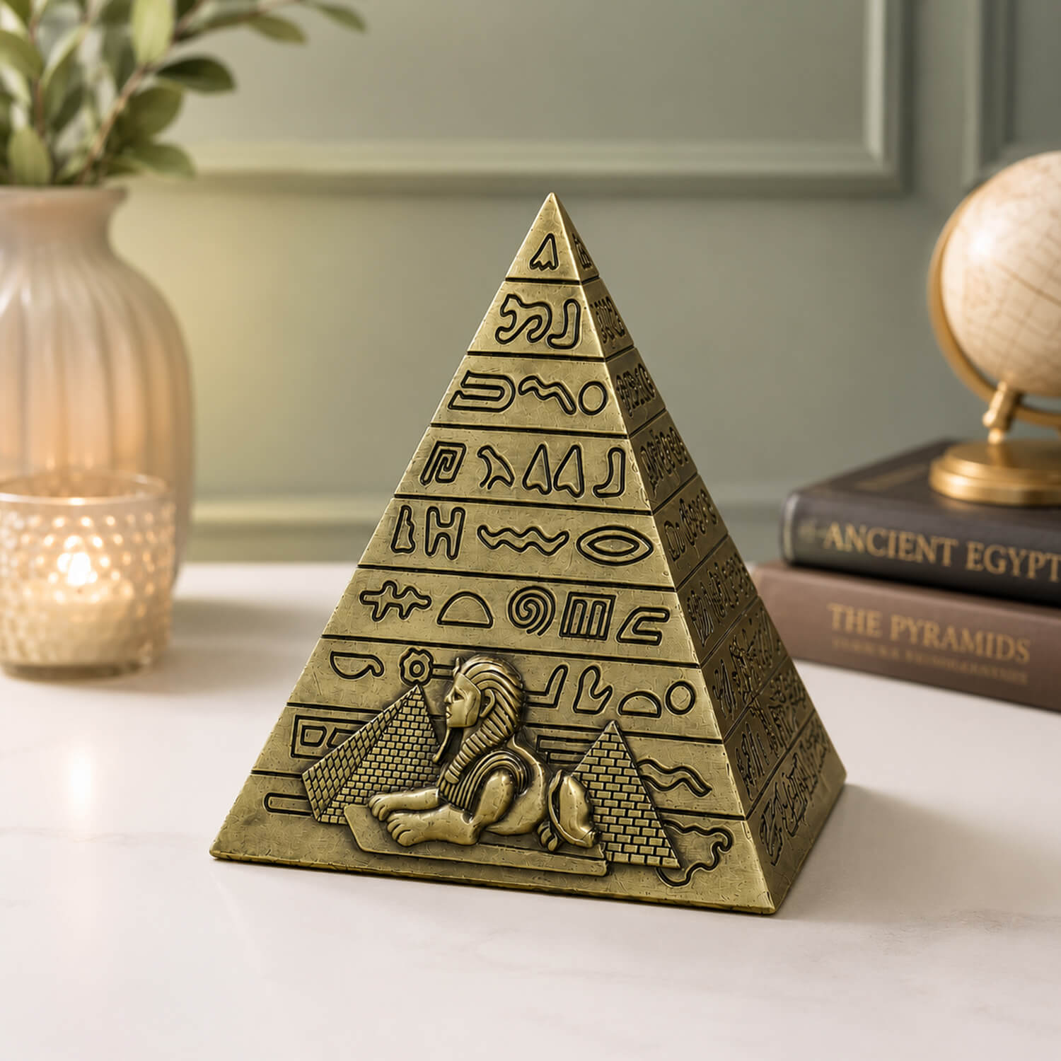 ascension Metal Egyptian Pyramid Idol Miniature Showpiece for Home & Office Decor Collectible Souvenir Statue for Office Deck, Table, Living Room, Tabletop, Desk Decor Gift for Travel Lovers