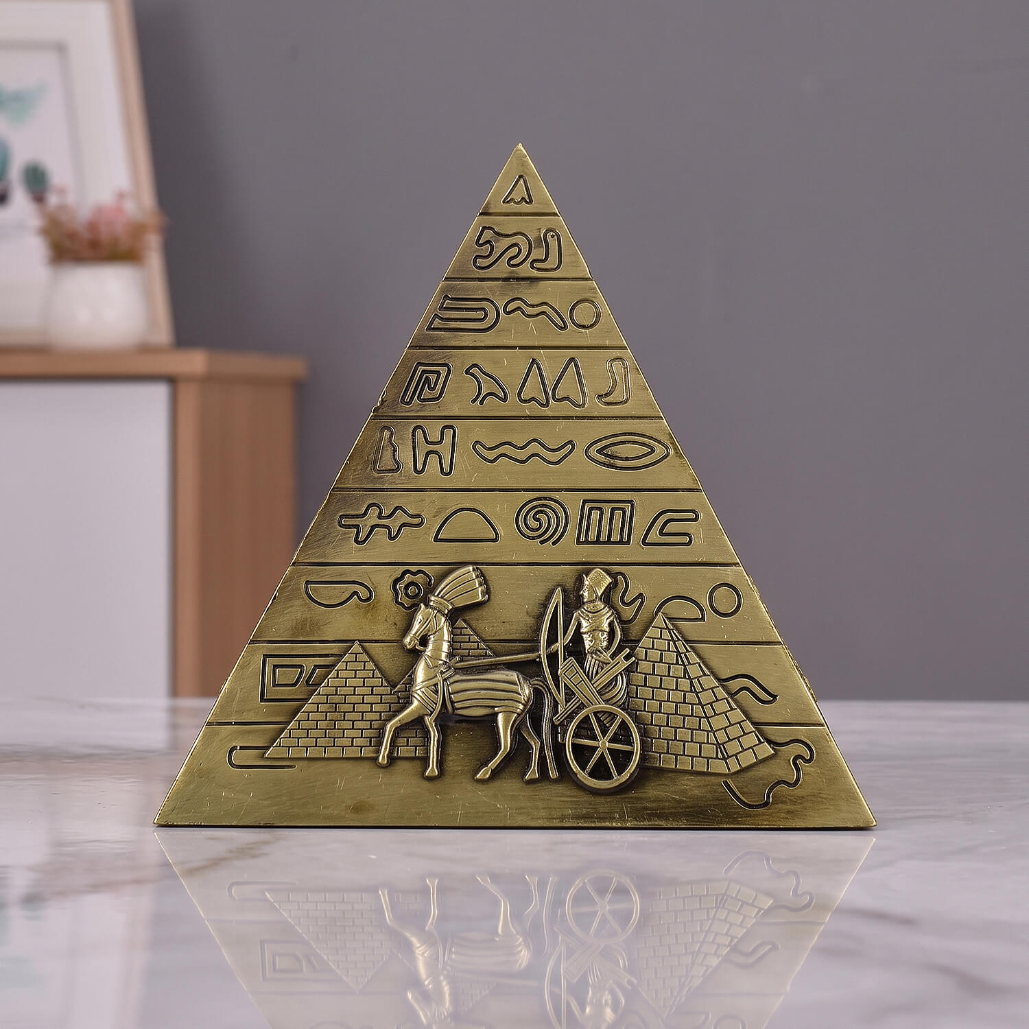 ascension Metal Egyptian Pyramid Idol Miniature Showpiece for Home & Office Decor Collectible Souvenir Statue for Office Deck, Table, Living Room, Tabletop, Desk Decor Gift for Travel Lovers - Image 2