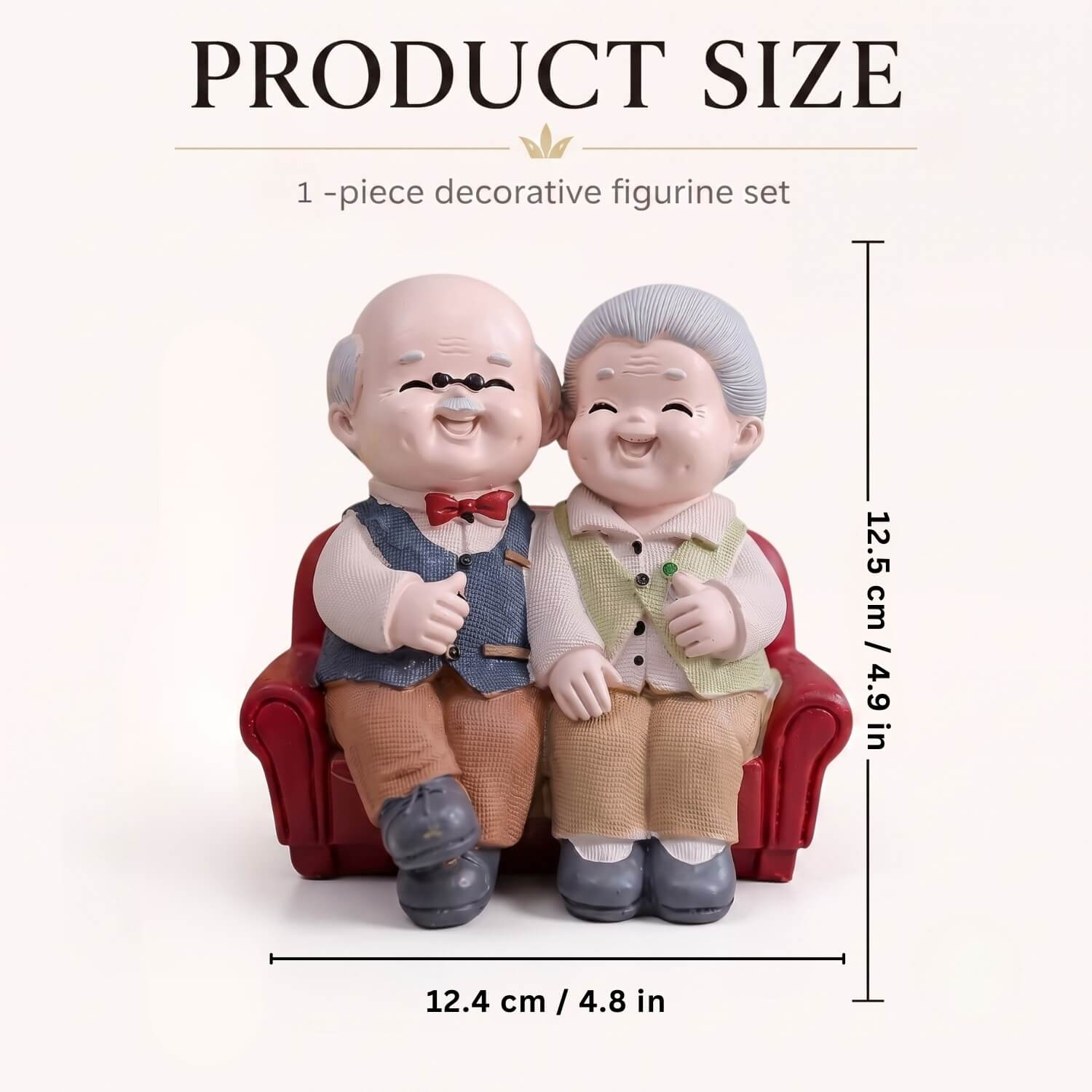 ascension Cute Romantic Old Couple Figurine Resin Grandparents Statue with Love Showpiece Romantic Decorative Item for Anniversary Retirement Birthday Gift Valentines Day Home & Office Decor - Image 2