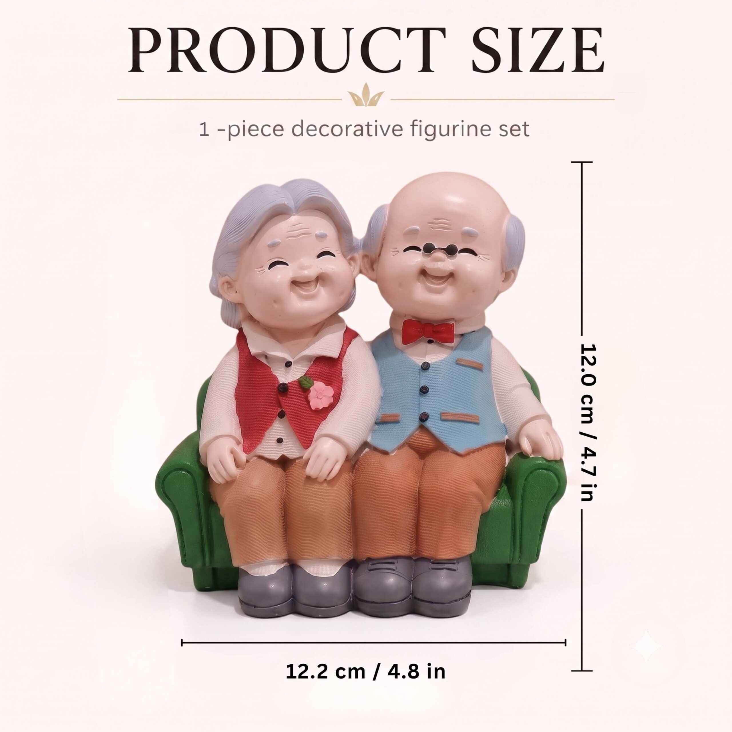 ascension Cute Romantic Old Couple Figurine Resin Grandparents Statue with Love Showpiece Romantic Decorative Item for Anniversary Retirement Birthday Gift Valentines Day Home & Office Decoration - Image 5