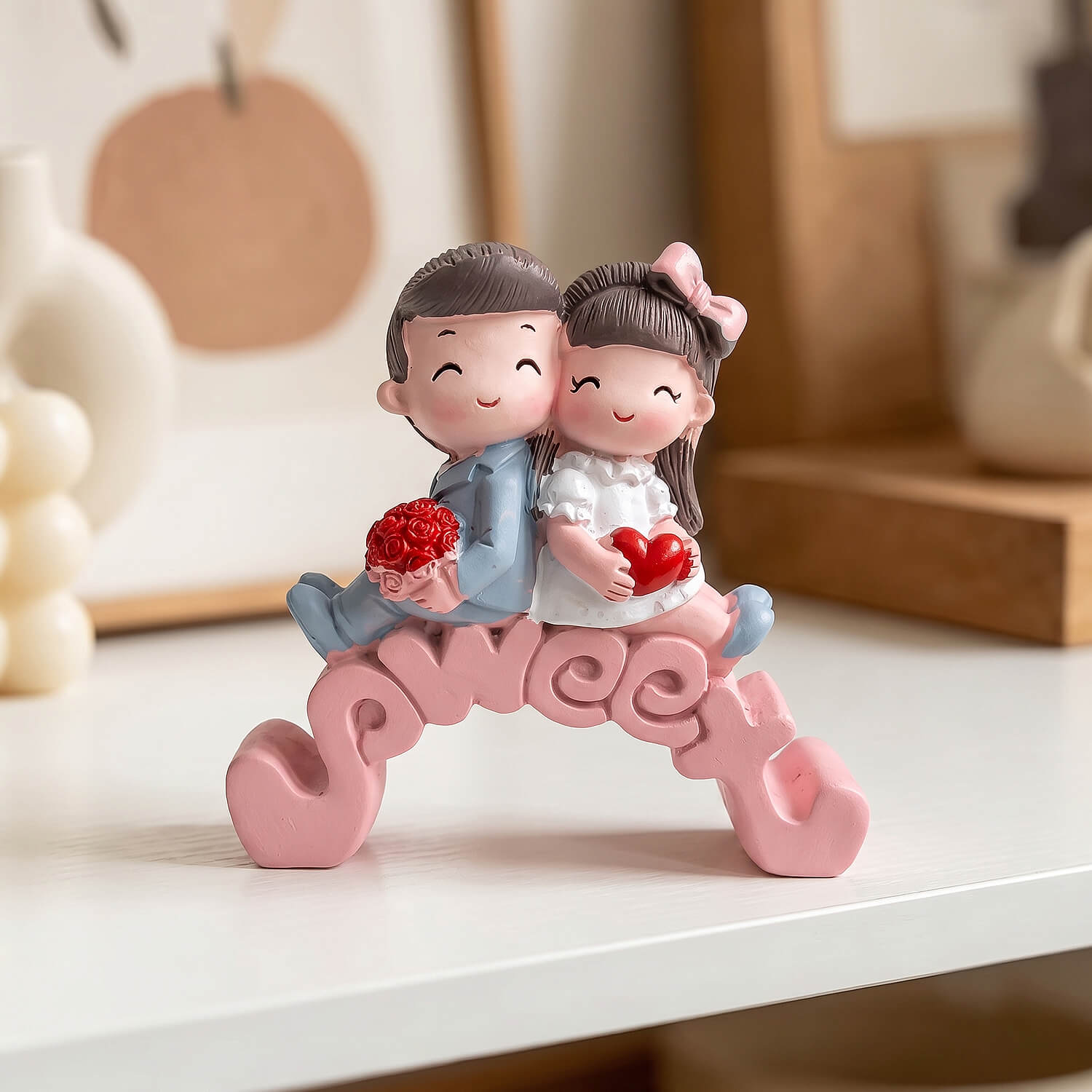 ascension Cute Couple Love Showpiece on Bridge for Home Bedroom, Living Room, Office Table Decoration Gift for Girlfriend Boyfriend Husband Wife Her Him Anniversary & Valentine's Gift