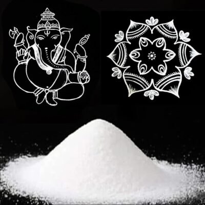 Fine white rangoli powder for traditional rangoli making and festive decoration
