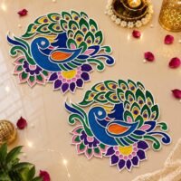 Ascension Portable Peacock Design Rangoli Stencils (11inches) for Diwali Décor Home Decoration