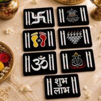 Pooja decorative Shubh Labh set with Swastik, Om, Kalash, Ganesha and auspicious Hindu designs