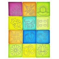Ascension Set of 12 Different Design Draw Rangoli Making Kit Rangoli Stamp Om Swastik Flower Assorted Multi Designs Colourful Rangoli Designs Rangoli Making Square Stencils