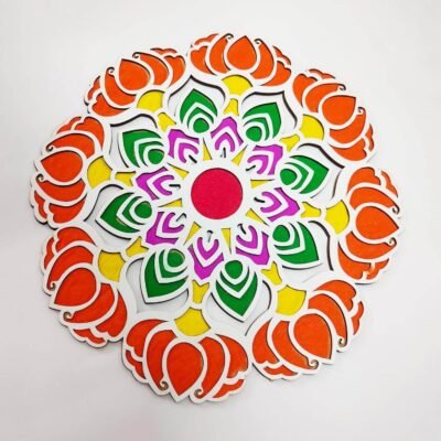 Ascension Portable Rangoli (11 inches) Stencil for Decor DIY Craft Reusable Templates for Floor Table Fill with Rangoli Atta or Grains for Navratri Pooja Mandir Rangoli Mats for Decoration (Design 2)