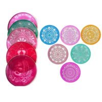 Ascension Plastic Multi Designer Rangoli Set - 10 Stencils, 8 Inch Round Stamp & 6 Circle Stencils - Flower, Ganesha, Kalash, Swastik Designs