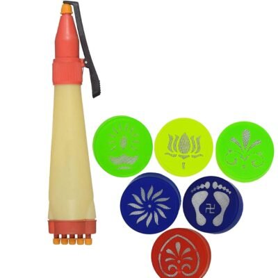 Ascension ® 6 Different Design Draw Rangoli Making Kit Rangoli Stamp Box Om Swastik Flower Multi Designs Colourful Rangoli Designs Rangoli Making Stencils with Rangoli Making Pen