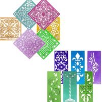 Ascension ? Plastic Om Swastik Draw Rangoli Making Kit Stamp Flower Multi Designs Colourful Rangoli Designs 6 Rangoli Making Border Stencils, 6 Square Stencils 8 X 8 inches - 12 Different Design