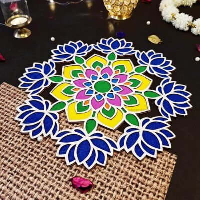 Ascension Portable Rangoli (11 inches) Stencil for Decor DIY Craft Reusable Templates for Floor Table Fill with Rangoli Atta or Grains for Navratri Pooja Mandir Rangoli Mats for Decoration (Design 1)