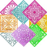 Ascension 12 Different Design Draw Rangoli Making Kit, Rangoli Stamp - Om, Swastik, Flower, Assorted Multi Colourful Rangoli Designs, Rangoli Making Stencils,Plastic