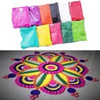 Ascension Rangoli kit 10 Multicolour Rangoli Powder 80g Each with 6 Rangoli Stencils Stamp Ceramic Colours Rangoli Powder Colors Rangoli Making Kit for Floor Diwali Navratri Pongal Pooja Mandir