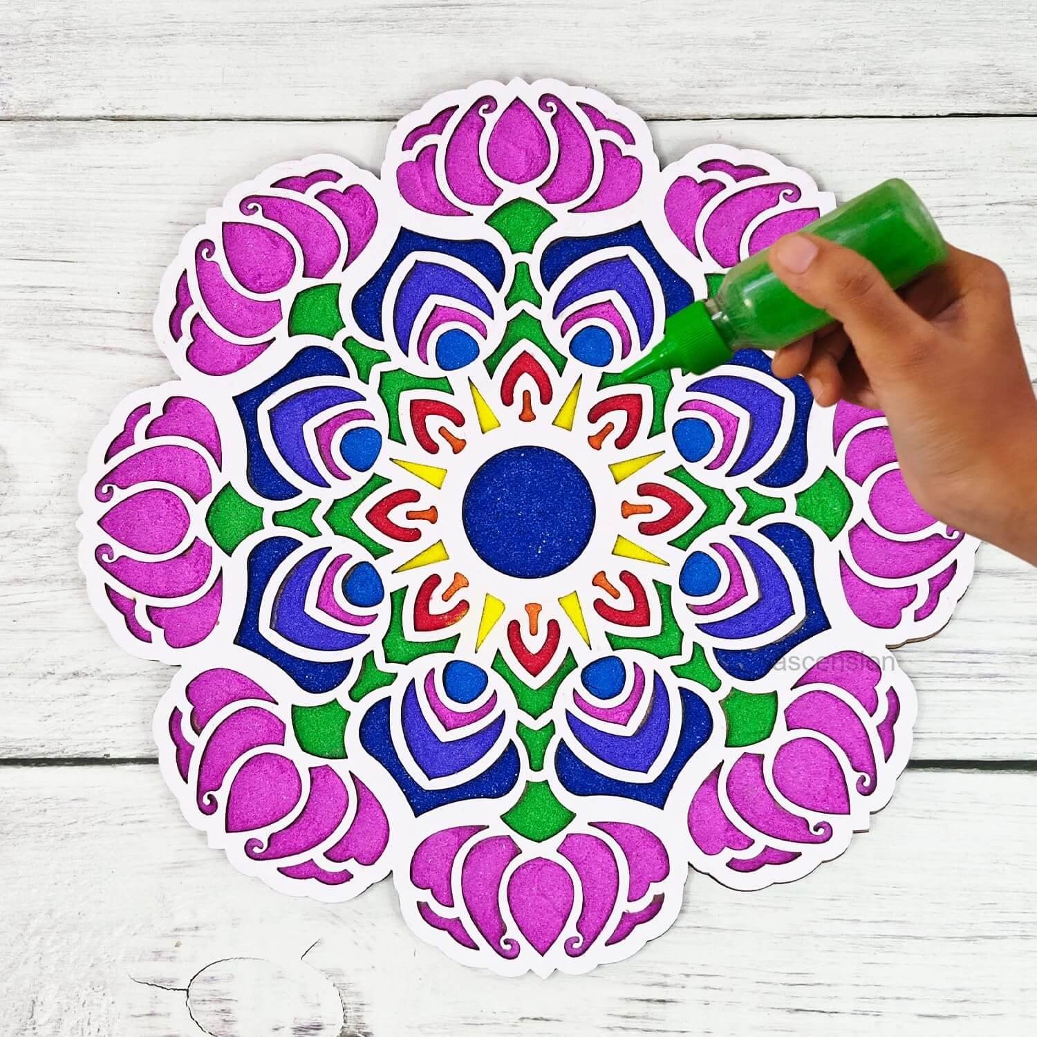 Ascension Portable Rangoli (11 inches) Stencil for Decor DIY Craft Reusable Templates for Floor Table Fill with Rangoli Atta or Grains for Navratri Pooja Mandir Rangoli Mats for Decoration (Design 2) - Image 2
