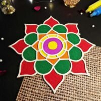 Ascension Pack of 4 Different Design Portable Rangoli Stencil (11inches) for Diwali Decor DIY Craft Reusable Templates for Floor Table Just Fill with Rangoli Atta Rangoli Mats for Decoration