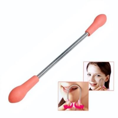 Pink manual facial hair removal spring stick threading tool
