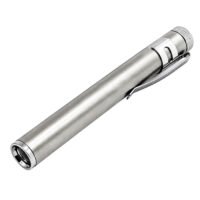 Ascension stainless steel medical penlight with integrated metal pocket clip for doctors and nurses.