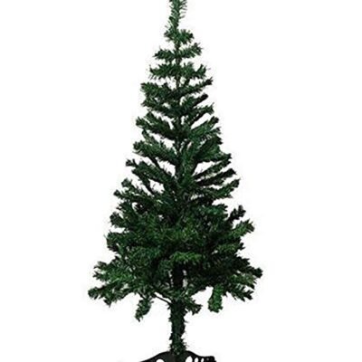 Unlit artificial Christmas tree on a dark base by Ascension.