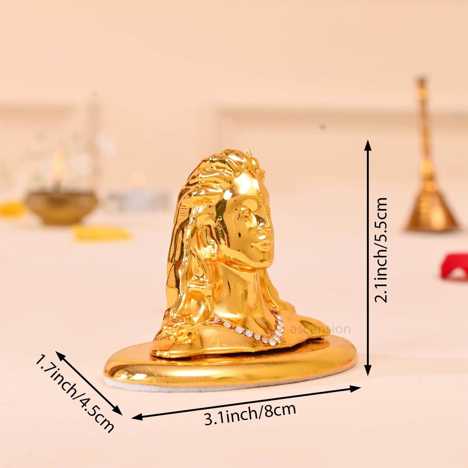 ascension Metal Shine Adiyogi Shiva Statue for Car Dash Board, Pooja Mahadev Murti, Idol, Lord Adiyogi Shankara for Home Decor Decorative Showpiece Home Decoration Item - Image 2