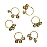 Pack of 6 Brass Bell Keyring Set pieces with hanging ghungroo bells on a white background