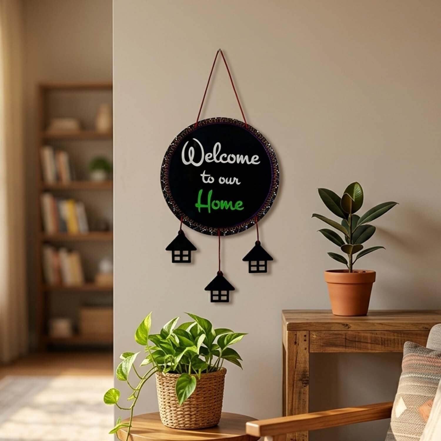 ascension Welcome to Our Home Hanging Wall Decor Sign Hanging Ornaments Wall Poster Door Quotes Hanging Wall Accent Rustic Wall Art for Entrance Gift Items for Home, Office Decoration & Gift Item - Image 4