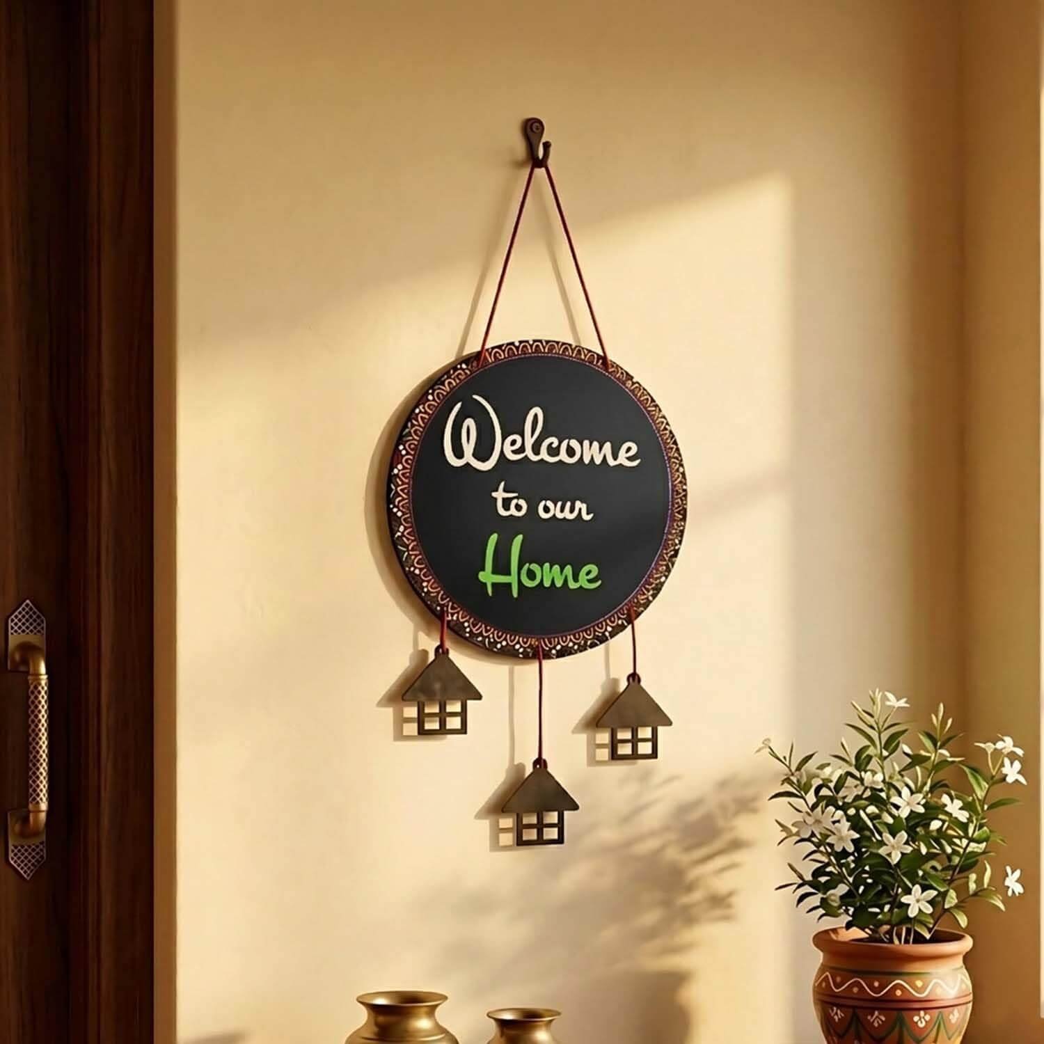 ascension Welcome to Our Home Hanging Wall Decor Sign Hanging Ornaments Wall Poster Door Quotes Hanging Wall Accent Rustic Wall Art for Entrance Gift Items for Home, Office Decoration & Gift Item - Image 5