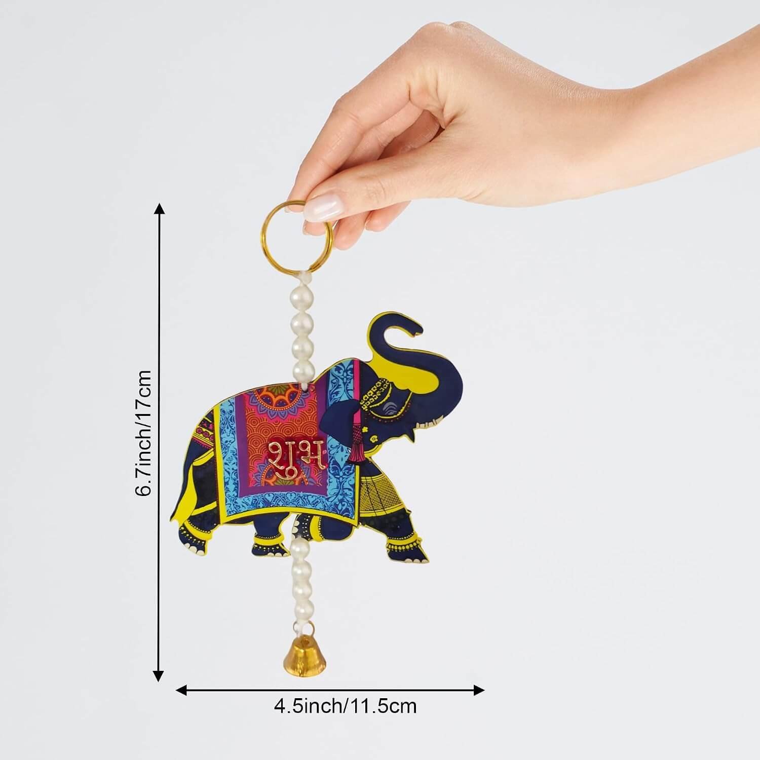 Ascension 1 Pair of Shubh Labh Elephant Wooden Door Side Hanging Enterance Door Decoration Gate Showpiece Hanging Door Hangings for Home mandir Navratri Diwali Decor (Design 2) - Image 2