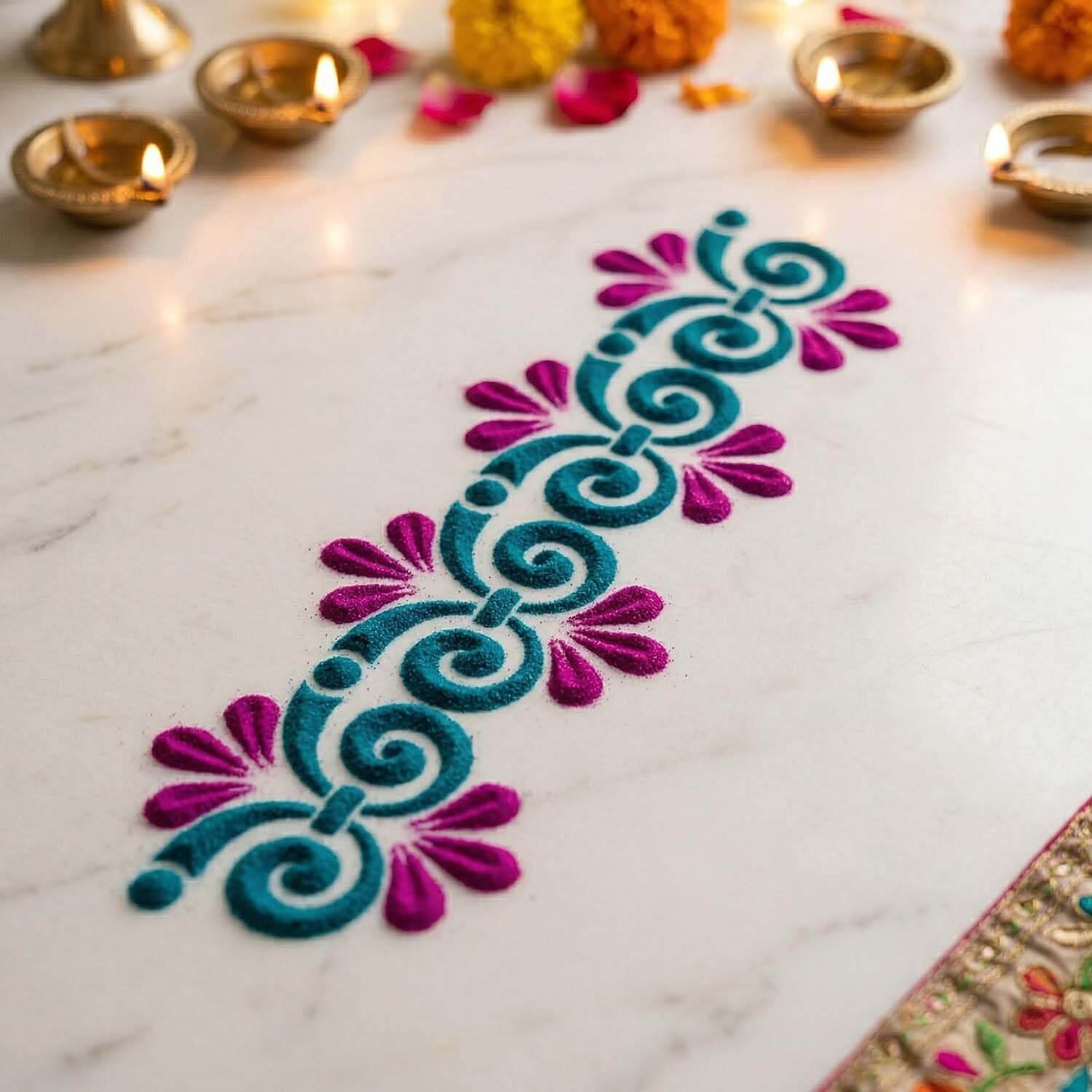 Portrait Rangoli Colours Border Stencil Set for Painting & DIY Crafts | 12 Pcs