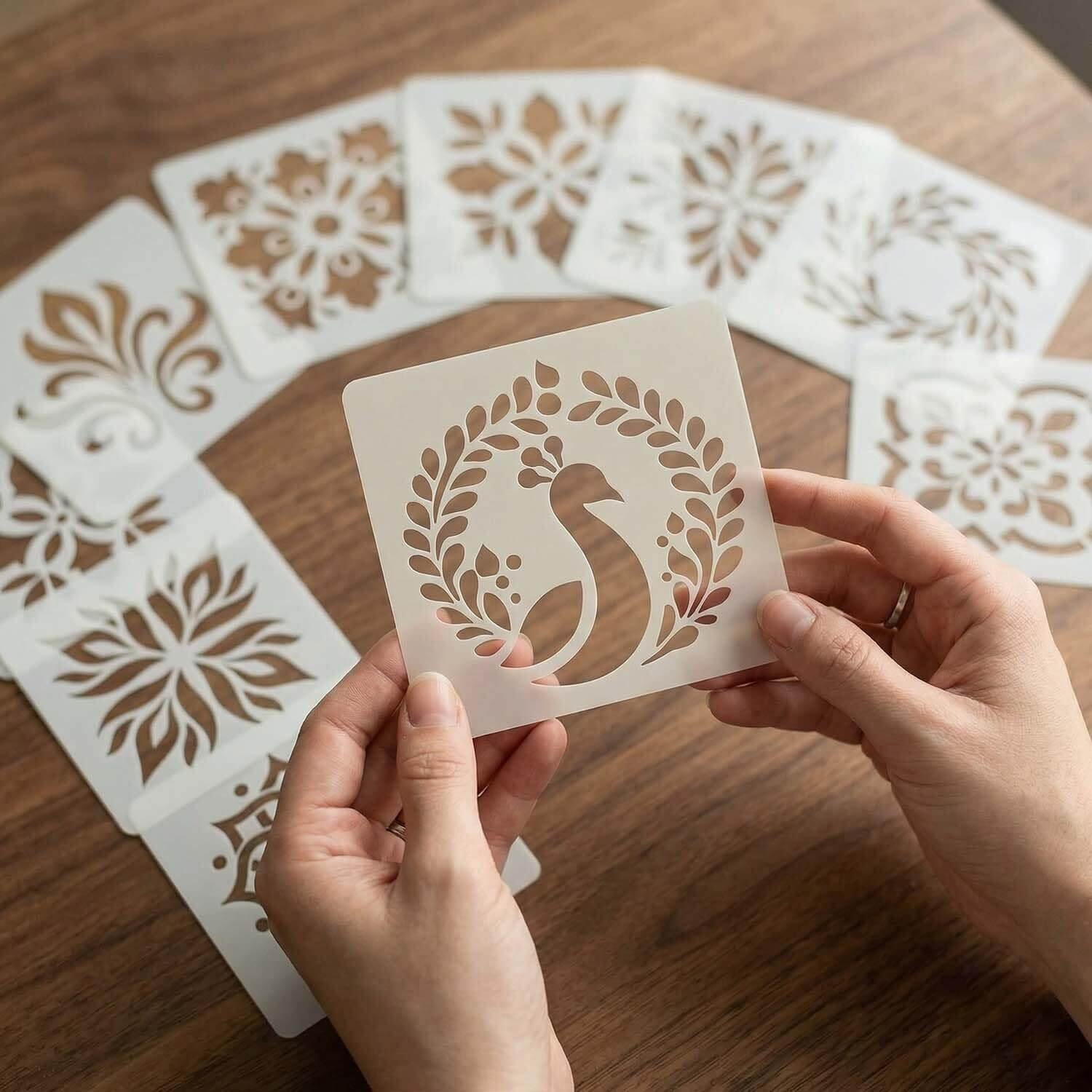 Portrait Rangoli Colours Mandala Painting Stencil Set for Crafts | 12 Pcs
