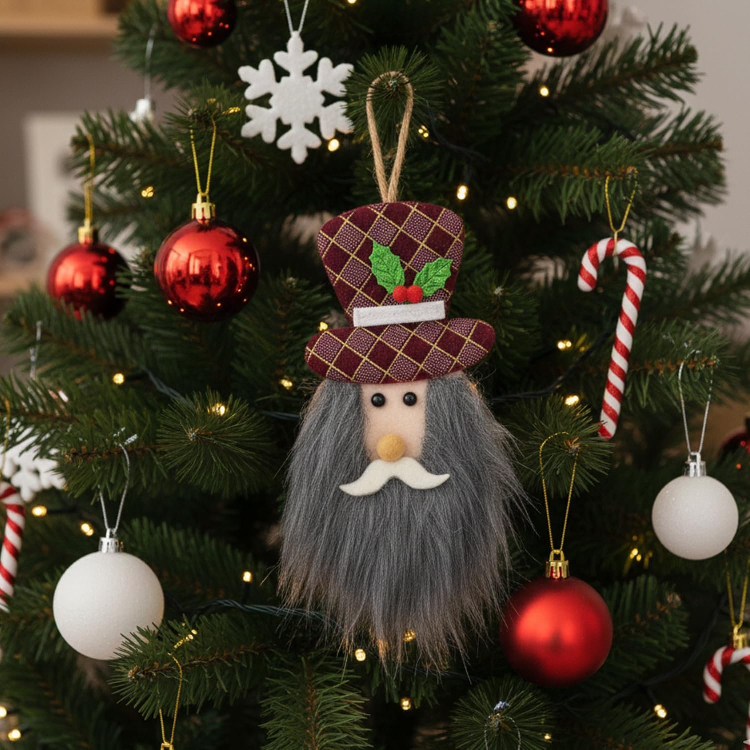 Ascension Plush Santa Gnome Ornament with Top Hat - Image 2