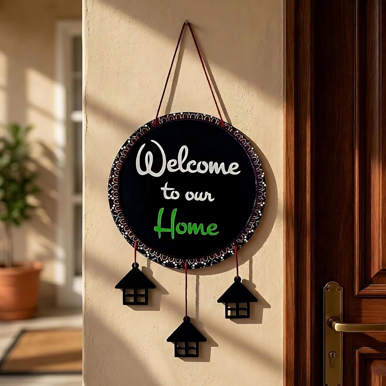 ascension Welcome to Our Home Hanging Wall Decor Sign Hanging Ornaments Wall Poster Door Quotes Hanging Wall Accent Rustic Wall Art for Entrance Gift Items for Home, Office Decoration & Gift Item - Image 2