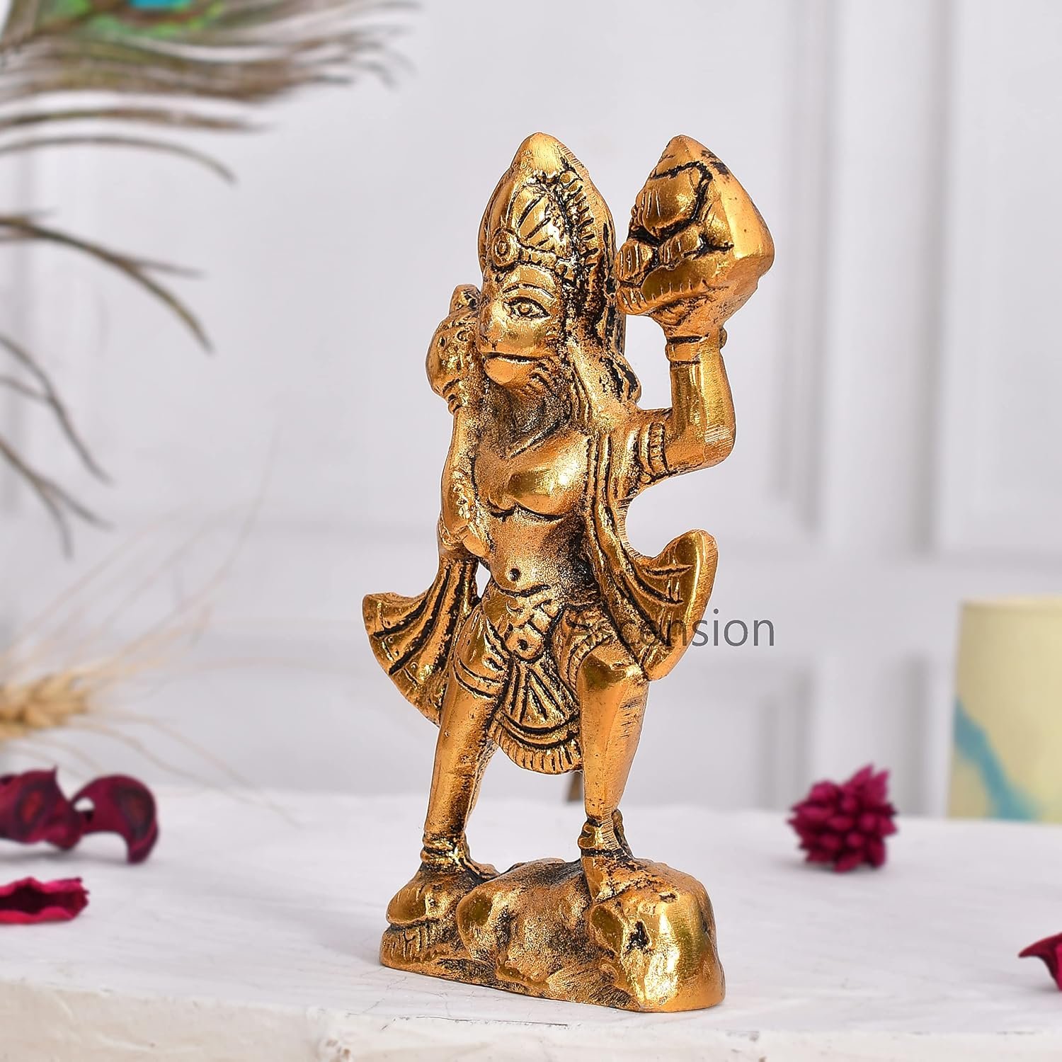 ascension Lord Hanuman Standing On Mountain Hanuman Ji Idol Bajrangbali Murti for Home Decor, Temple, Office, Gifts Sankat Mochan Hanuman Statue for Home Decorative Showpiece - Image 2