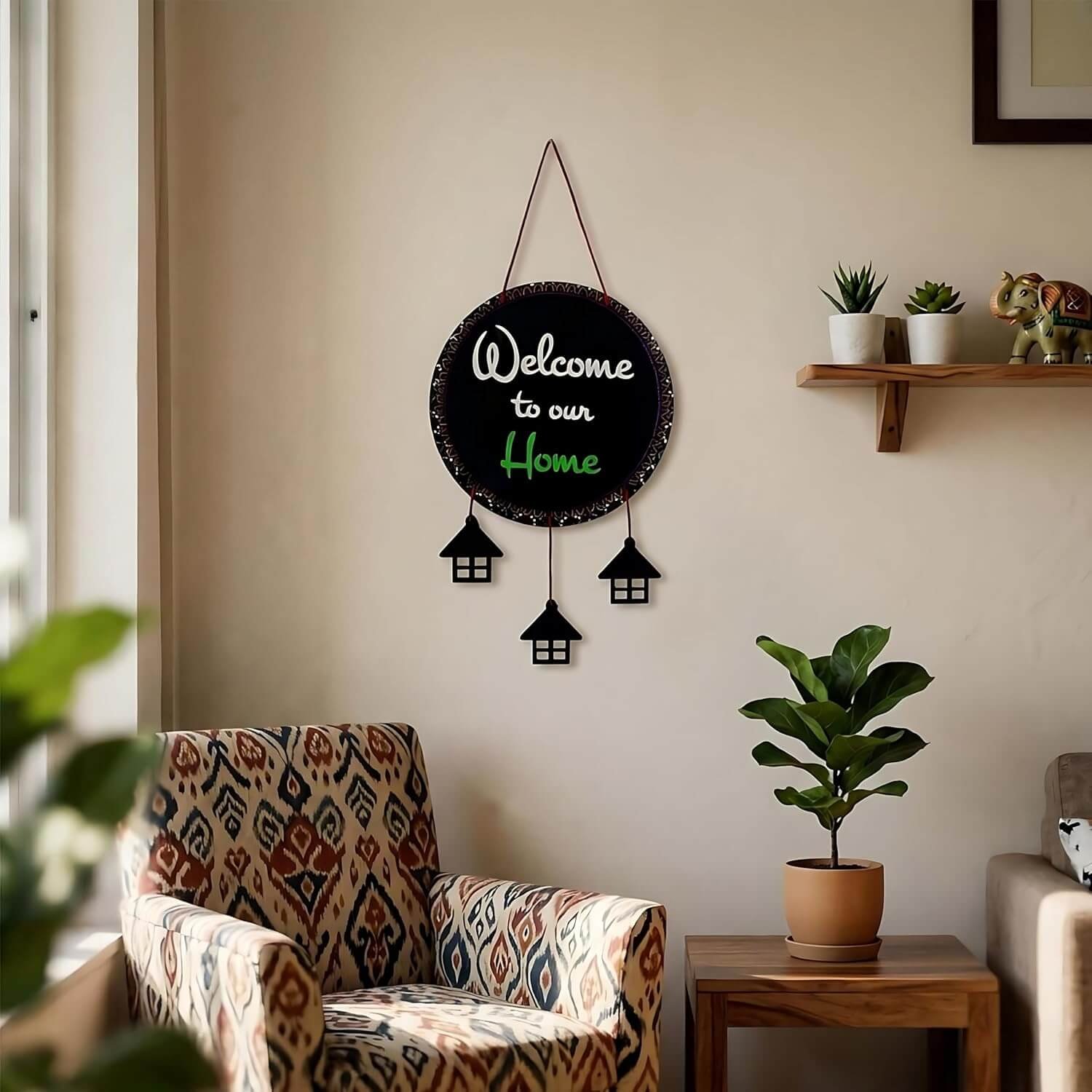 ascension Welcome to Our Home Hanging Wall Decor Sign Hanging Ornaments Wall Poster Door Quotes Hanging Wall Accent Rustic Wall Art for Entrance Gift Items for Home, Office Decoration & Gift Item - Image 3