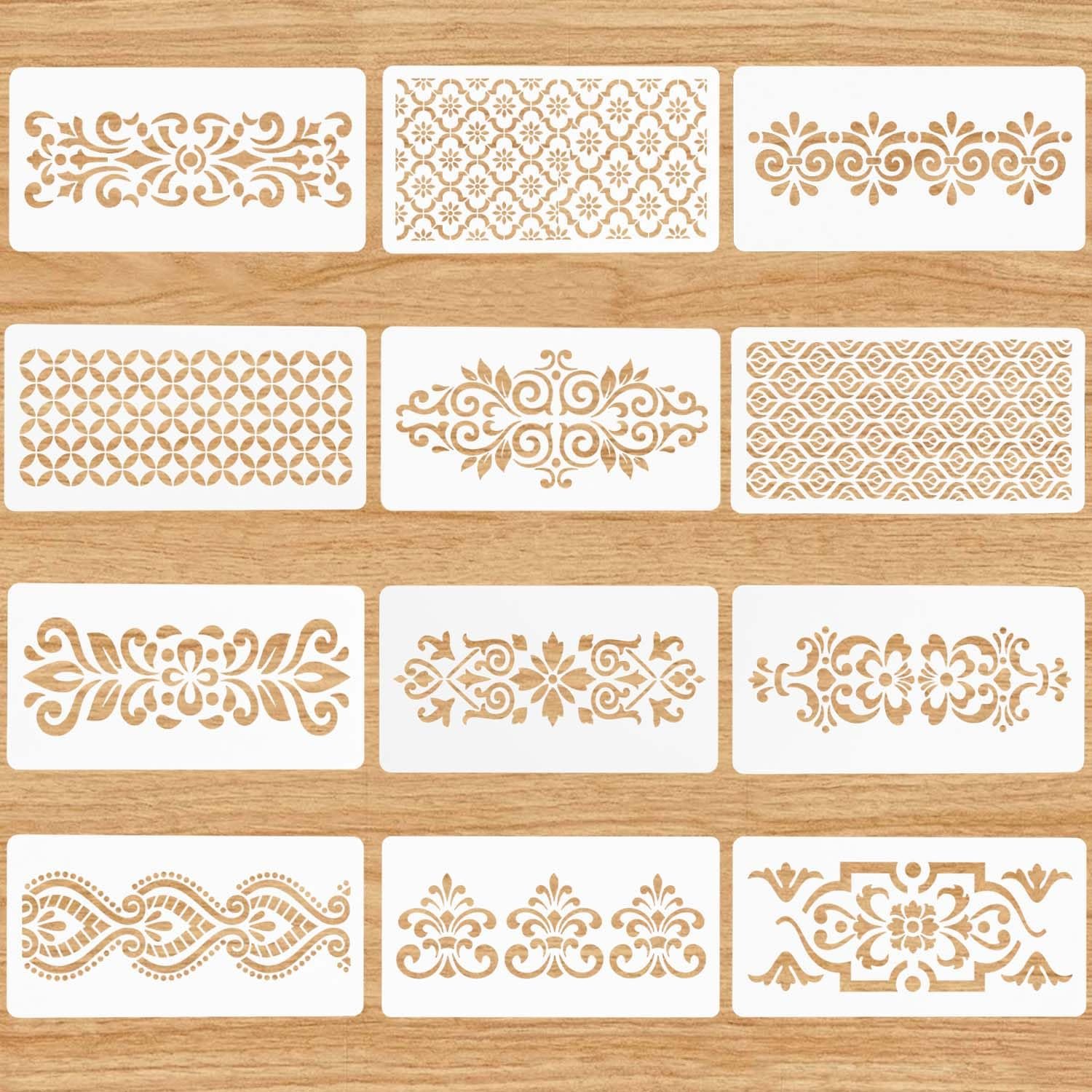 Border Stencil Set for Painting & DIY Crafts | 12 Pcs