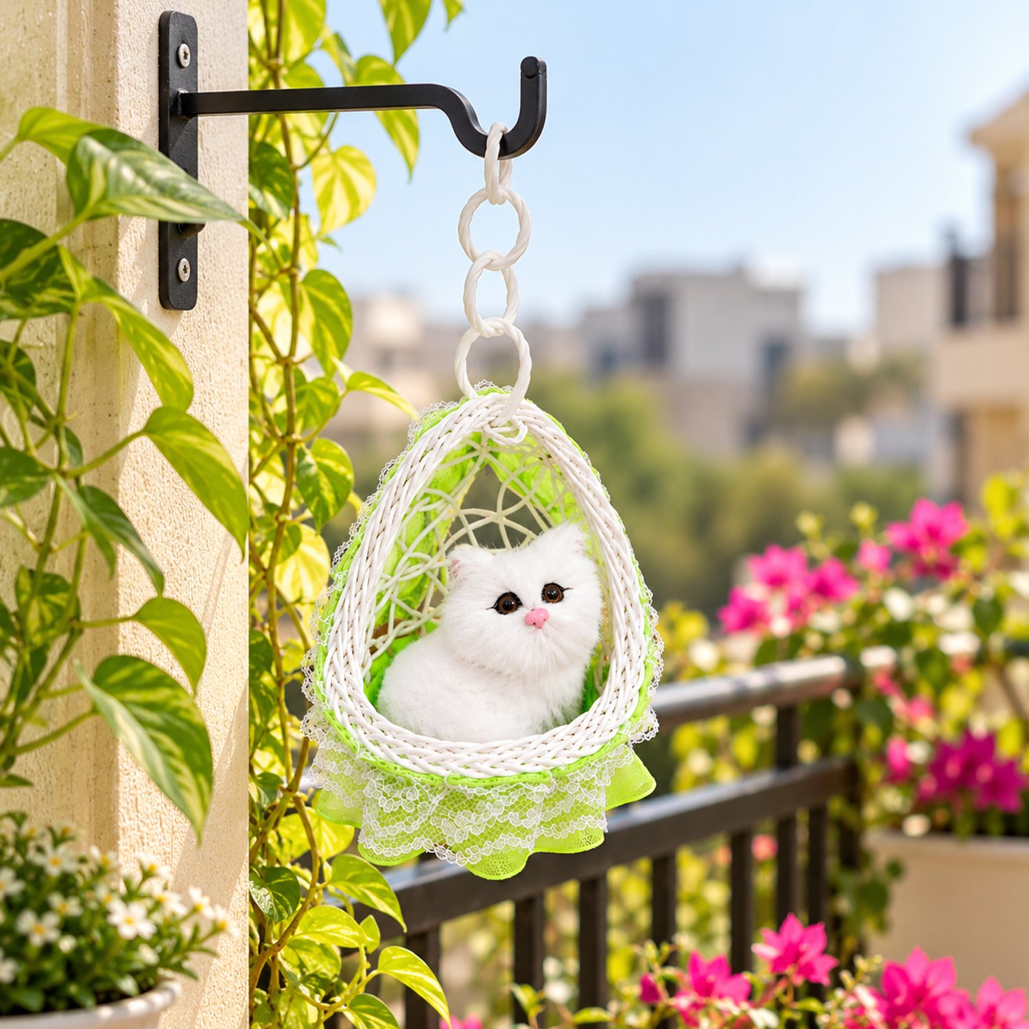 ascension Pack of 1 Cute Cat for Car Dashboard with Hanging Basket Soft Toys for Room, Home & Pet Decor Kids Children Good Gifts Car Dashboard Toys Showpiece Car Accessories Interior Dashboard Décor - Image 3