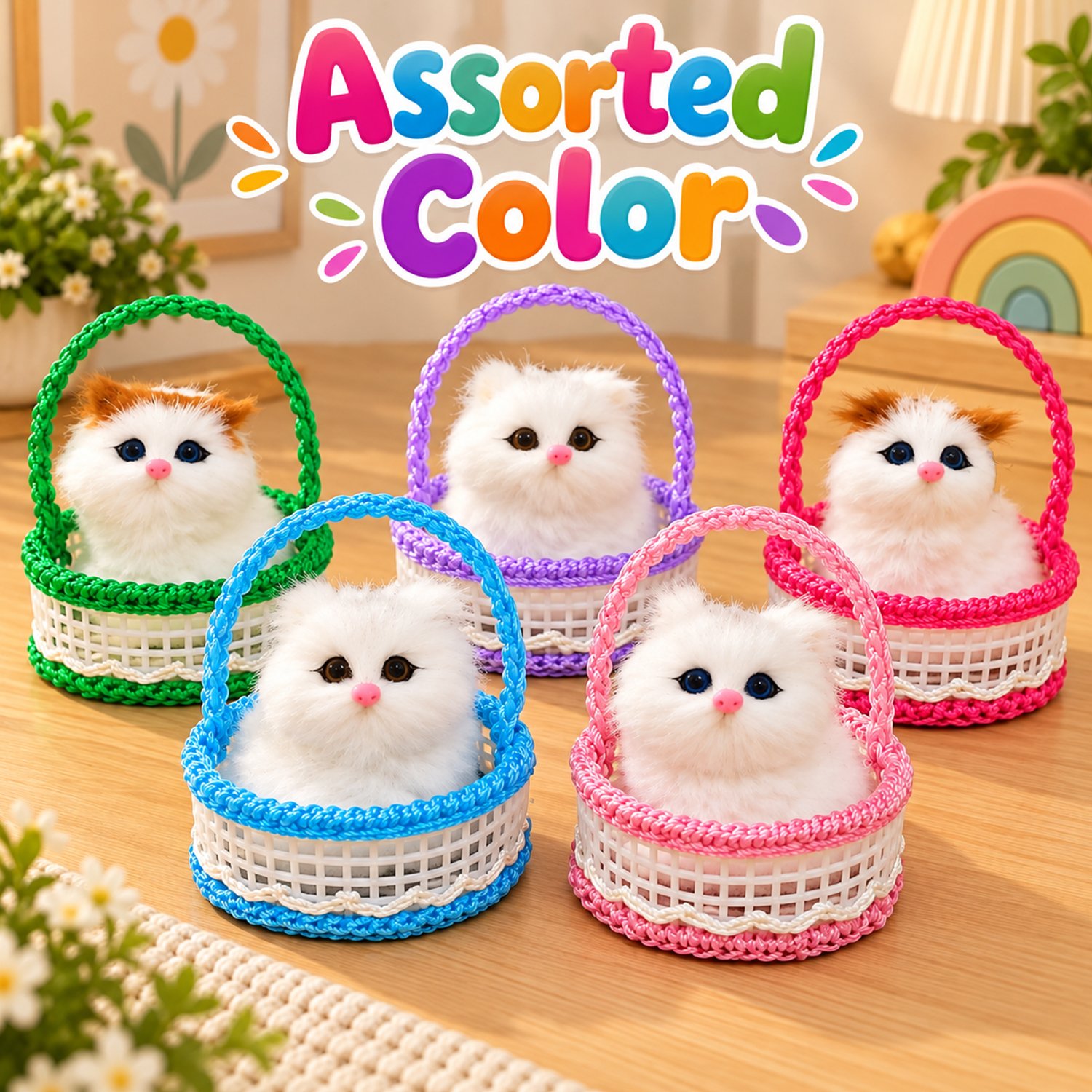ascension Pack of 2 Cute Cat for Car Dashboard with Basket Soft Toys for Room, Home & Pet Decor Kids Good Gifts Car Dashboard Toys Showpiece Car Accessories Interior Dashboard Décor (Random Color) - Image 2
