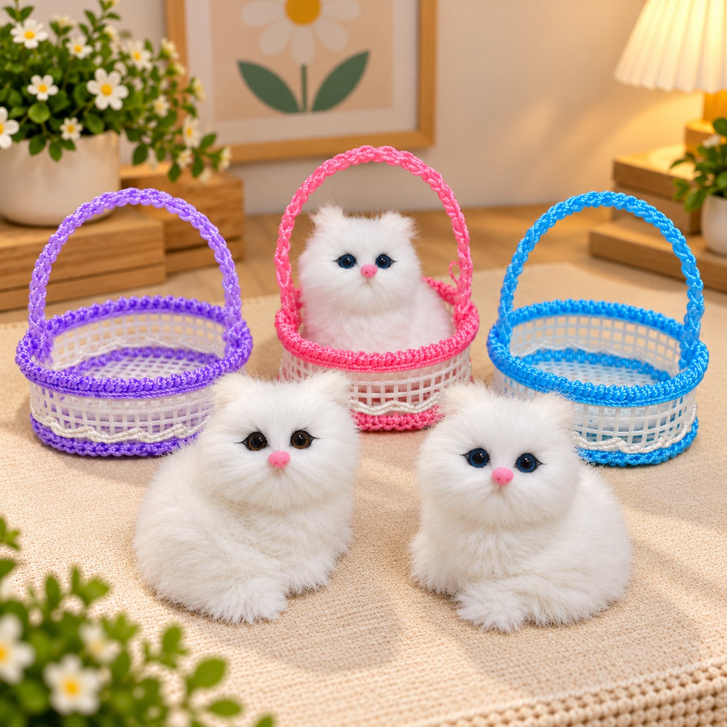 ascension Pack of 2 Cute Cat for Car Dashboard with Basket Soft Toys for Room, Home & Pet Decor Kids Good Gifts Car Dashboard Toys Showpiece Car Accessories Interior Dashboard Décor (Random Color) - Image 3